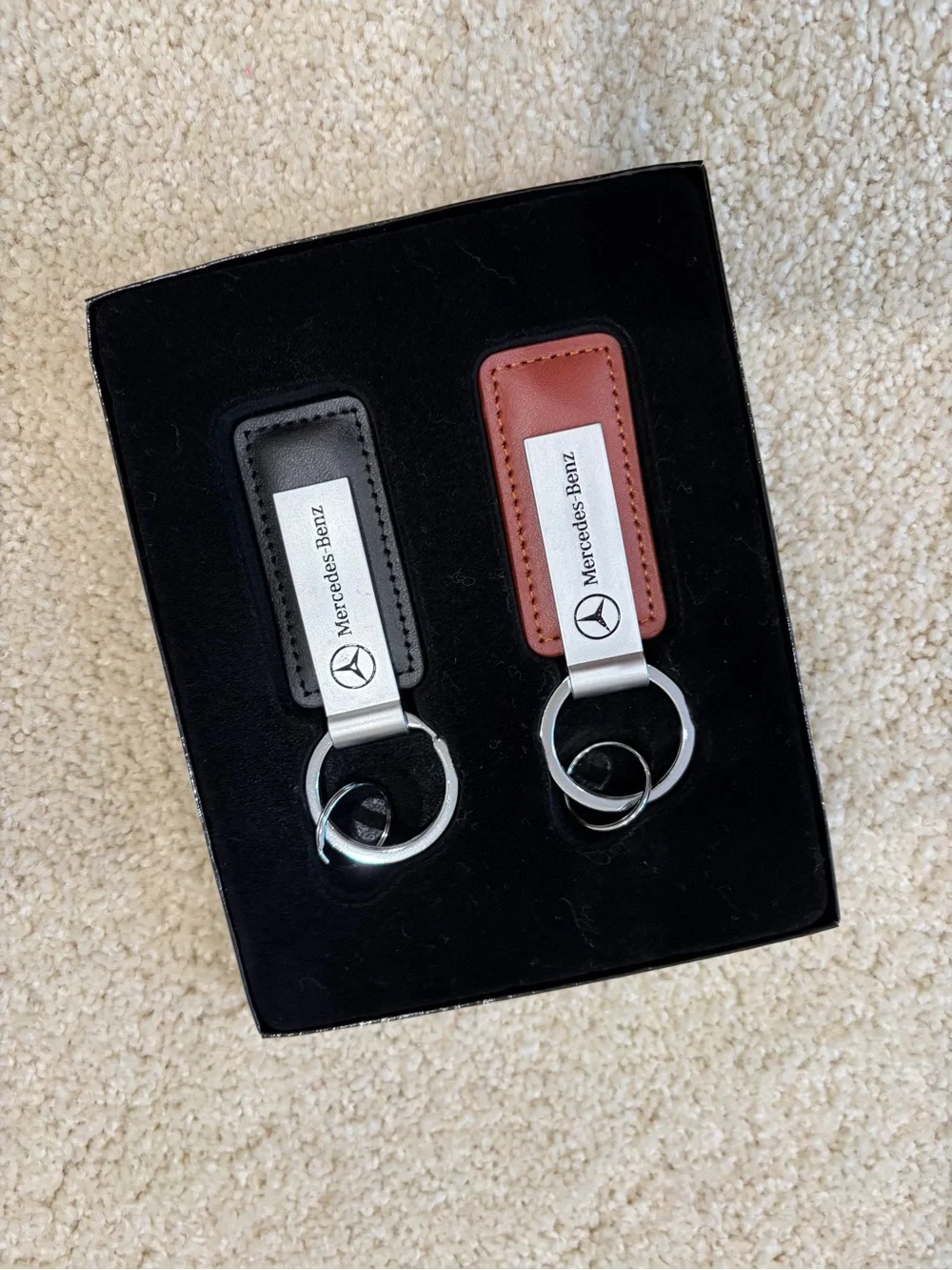 Mercedes Leather Key Fob Set - Black & Brown